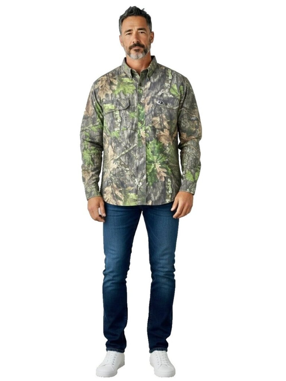 Mossy Oak Shirt Mens LG Green Long Sleeve Obsession Hunting Fishing Camping NEW